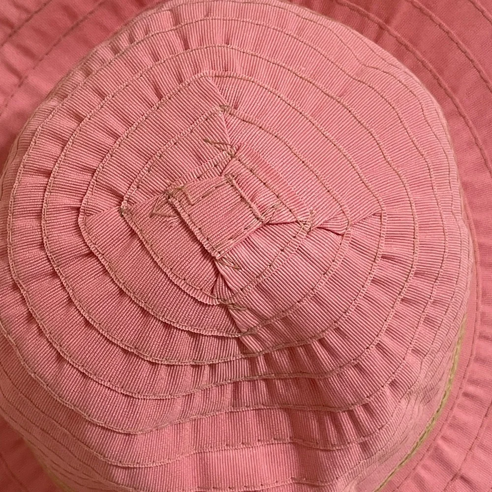 CHIC Salmon Pink Ribbon Oversized Floppy Brim Resortwear Packable Hat
